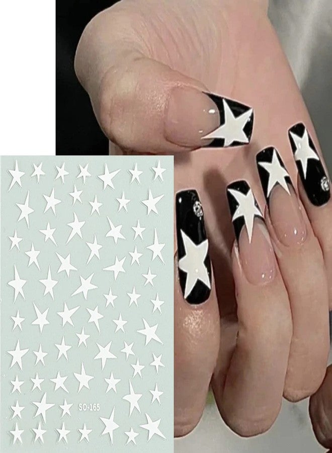 BSBTBZ 8 Sheets Star Nail Art Stickers Decals Designer Nail Art Supplies 3D Glitters Starlight Irregular Pentagram Black White Pink Lase Stars Gold Nail Design Decal for Woman DIY Manicure Decoration - Image 4
